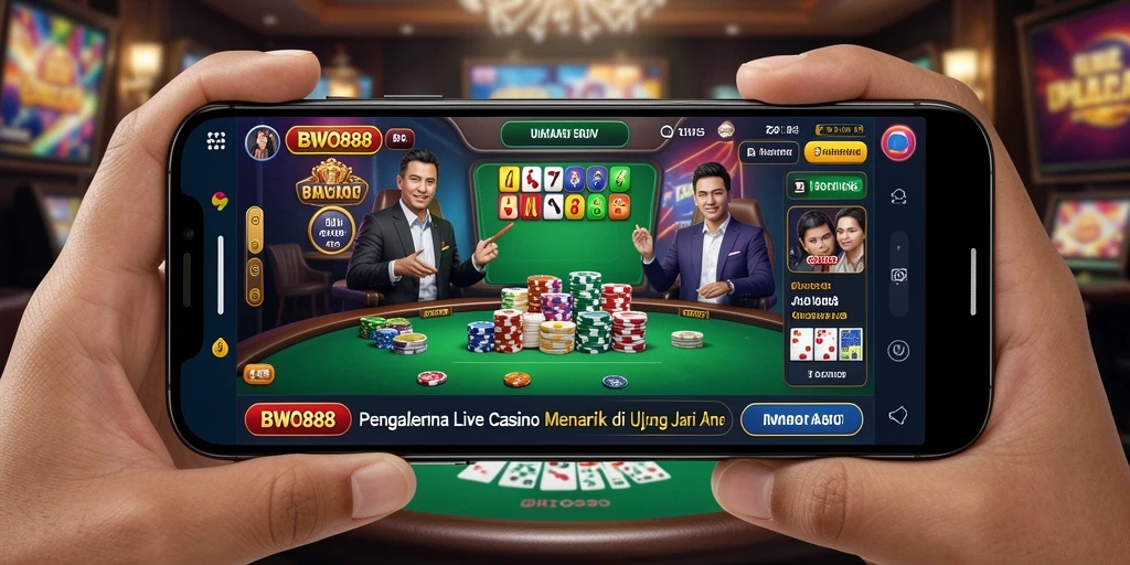 Tampilan gameplay BWO888 dengan dealer langsung yang berinteraksi dengan pemain.