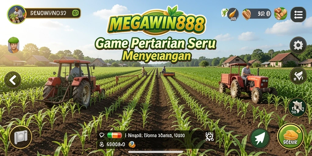 Tampilan gameplay menarik dari MEGAWIN888 yang menunjukkan aktivitas bertani.